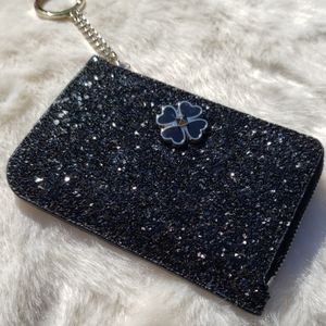 ♠️NWT ♠️BLACK KATE SPADE GLITTER WALLE KEYCHAIN